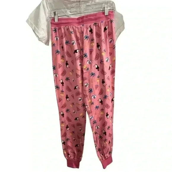 Chelsea Peers Women's XS Pajama Set Tropic Like It's Hot in White and Pink - Picture 2 of 12